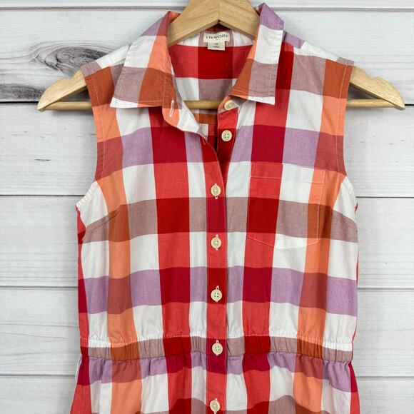 J. Crew Crewcuts‎ Girls Gingham Sleeveless Dress Size 12 - Picture 2 of 7